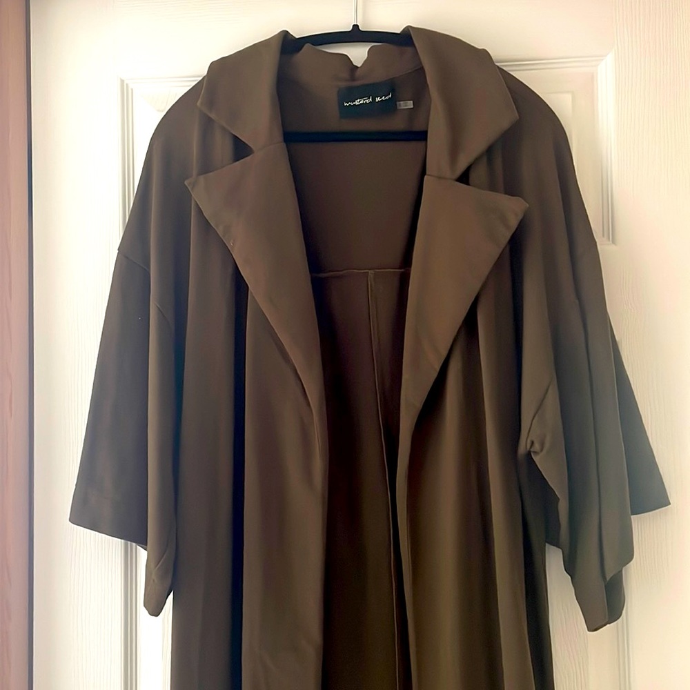 Amazing thick quality dark sage green duster- oversized